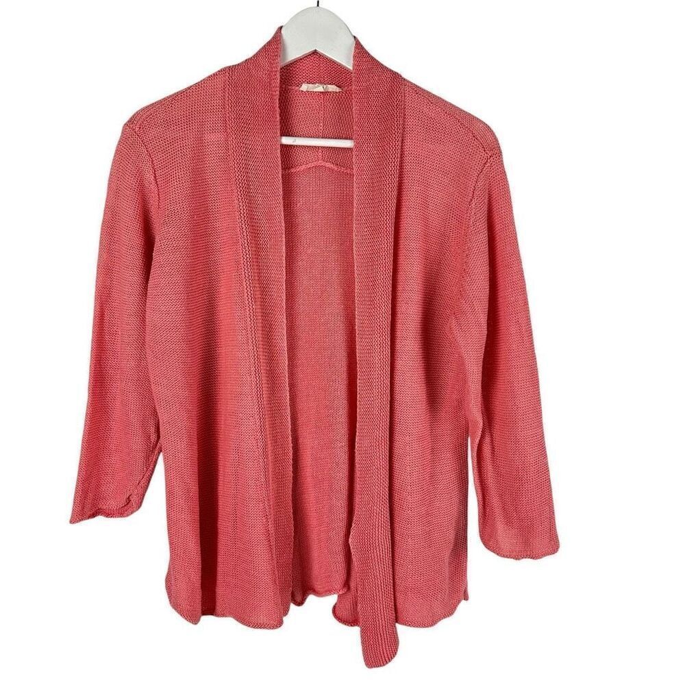 Eileen Fisher Medium 100% Hemp Cardigan Sweater 3/4 Sleeves